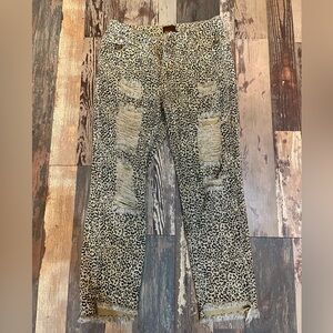 POL Leopard Print Denim Pants